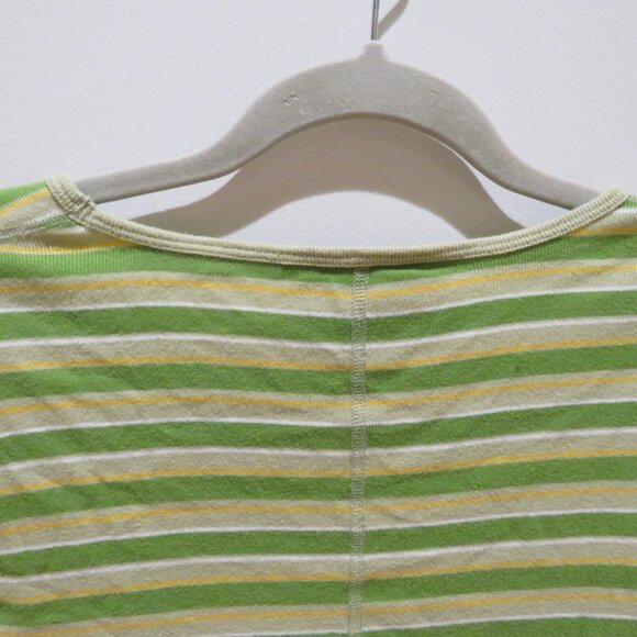 VINTAGE ABERCROMBIE & FITCH Striped V Neck Cotton Tee Top 90s Y2K Friends Size L - Picture 11 of 14